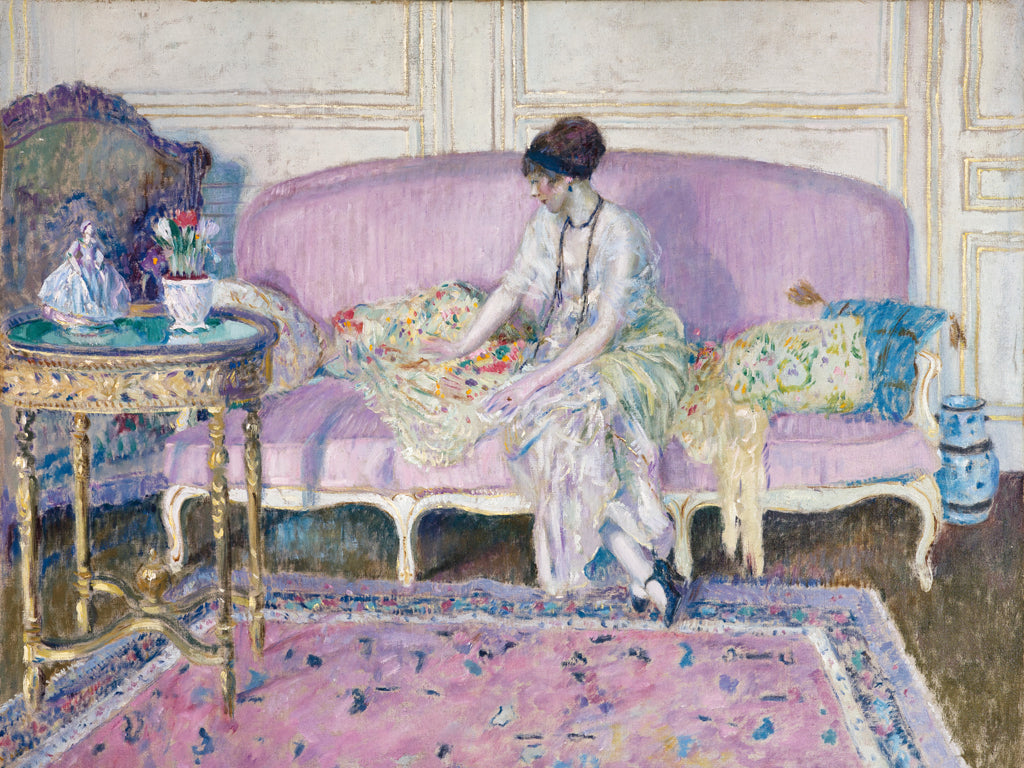 Reproduction of Woman Seated on Interior Sofa by Wild Apple Portfolio - Wall Decor Art