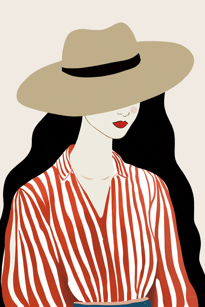 Reproduction of Woman in Striped Blouse I v2 by Omar Escalante - Wall Decor Art