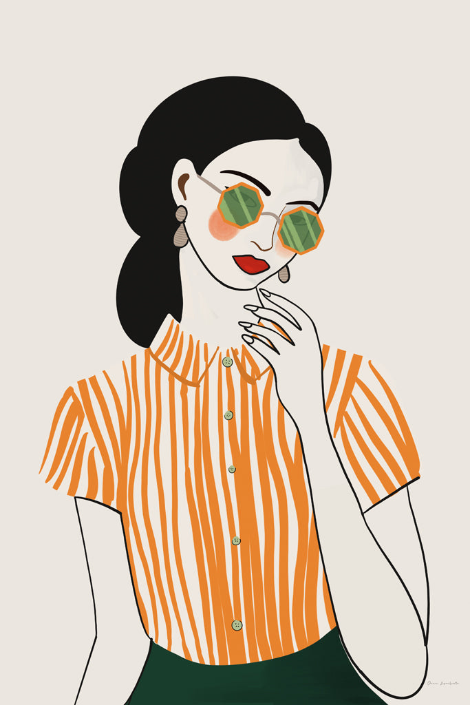 Reproduction of Woman in Striped Blouse II v2 by Omar Escalante - Wall Decor Art