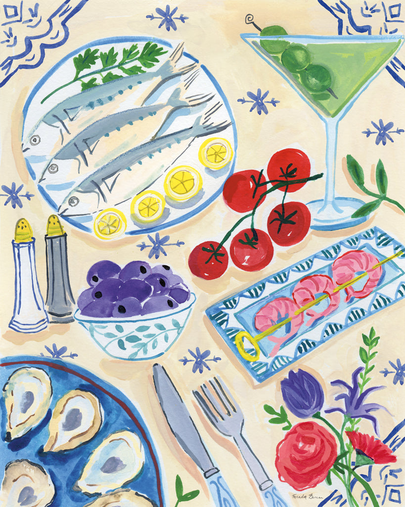 Reproduction of Seafood Tablescape by Farida Zaman - Wall Decor Art