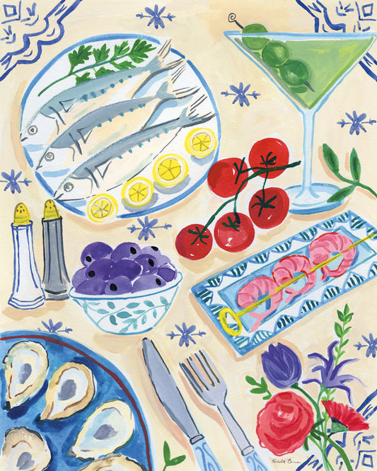 Reproduction of Seafood Tablescape by Farida Zaman - Wall Decor Art