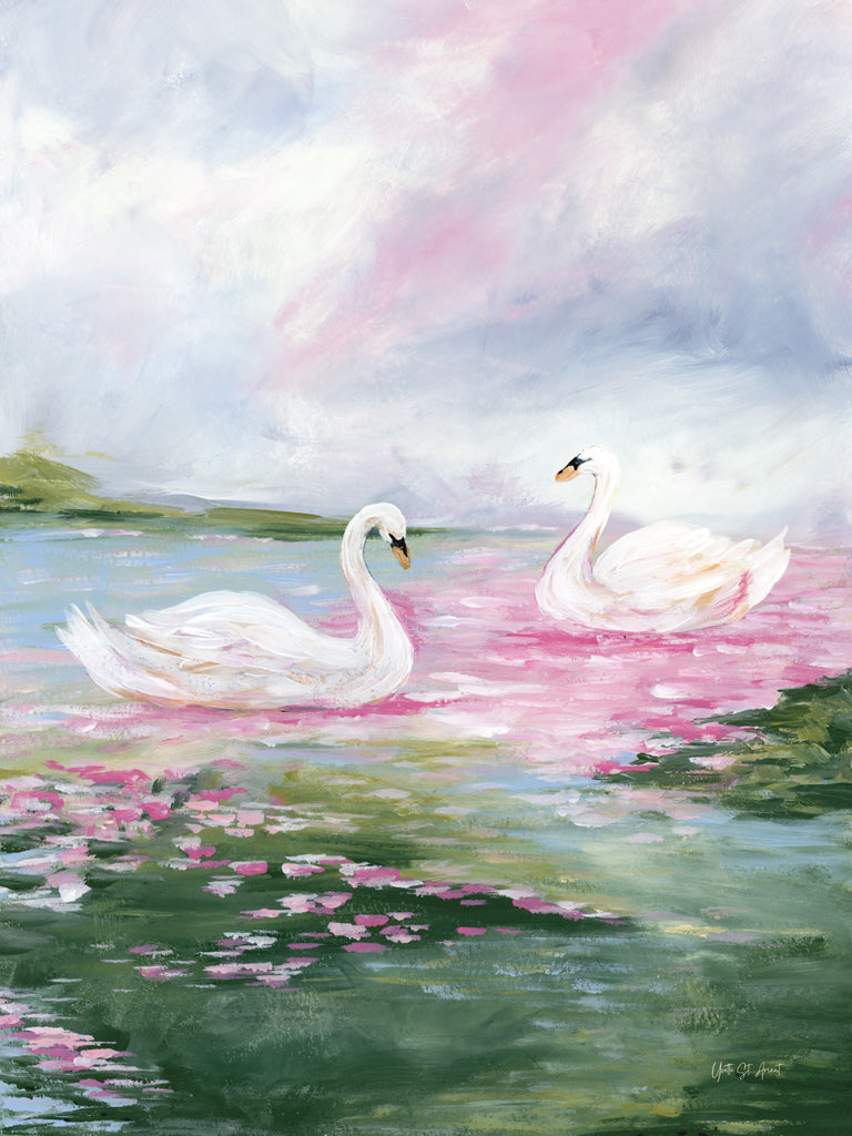 Reproduction of Swans in the Pond by Yvette St. Amant - Wall Decor Art