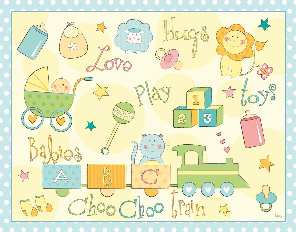 Reproduction of Toys and Hugs I Blue by Veronique Charron - Wall Decor Art