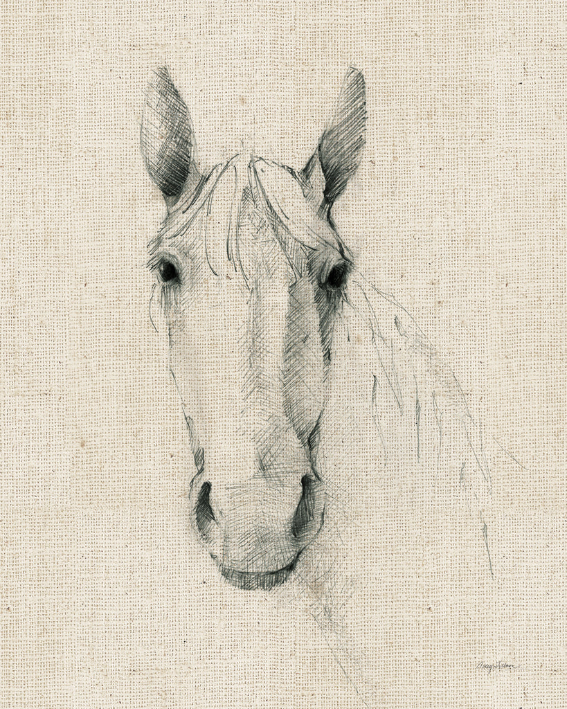 Reproduction of Horse Sketch on Burlap by Avery Tillmon - Wall Decor Art