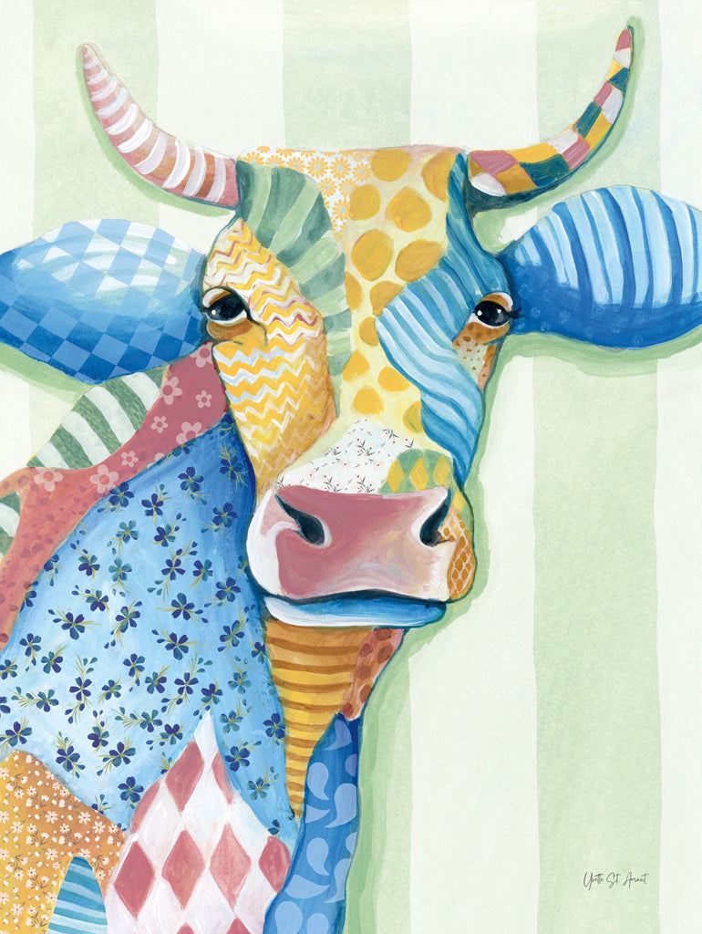 Reproduction of Quilted Cow by Yvette St. Amant - Wall Decor Art