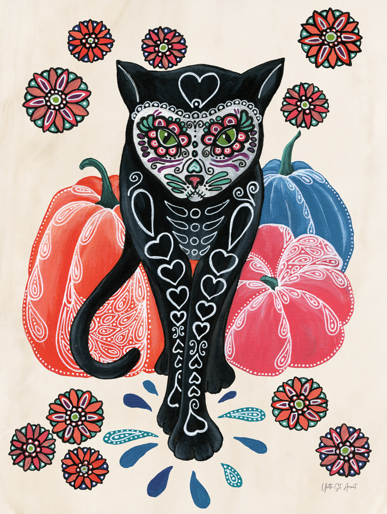 Reproduction of Sugar Skull Kitty by Yvette St. Amant - Wall Decor Art