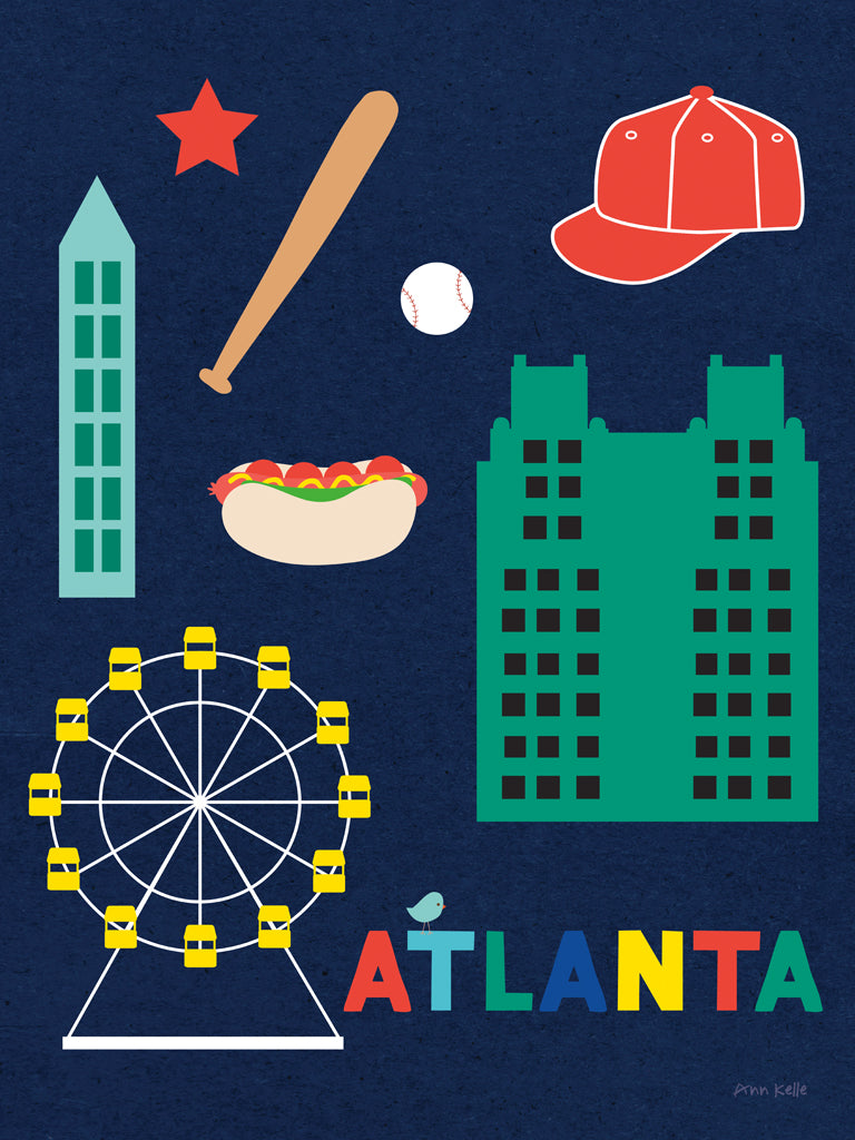Reproduction of City Fun Atlanta by Ann Kelle - Wall Decor Art
