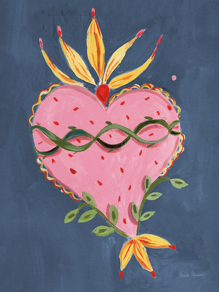 Reproduction of Fridas Heart IV Dark Blue by Farida Zaman - Wall Decor Art