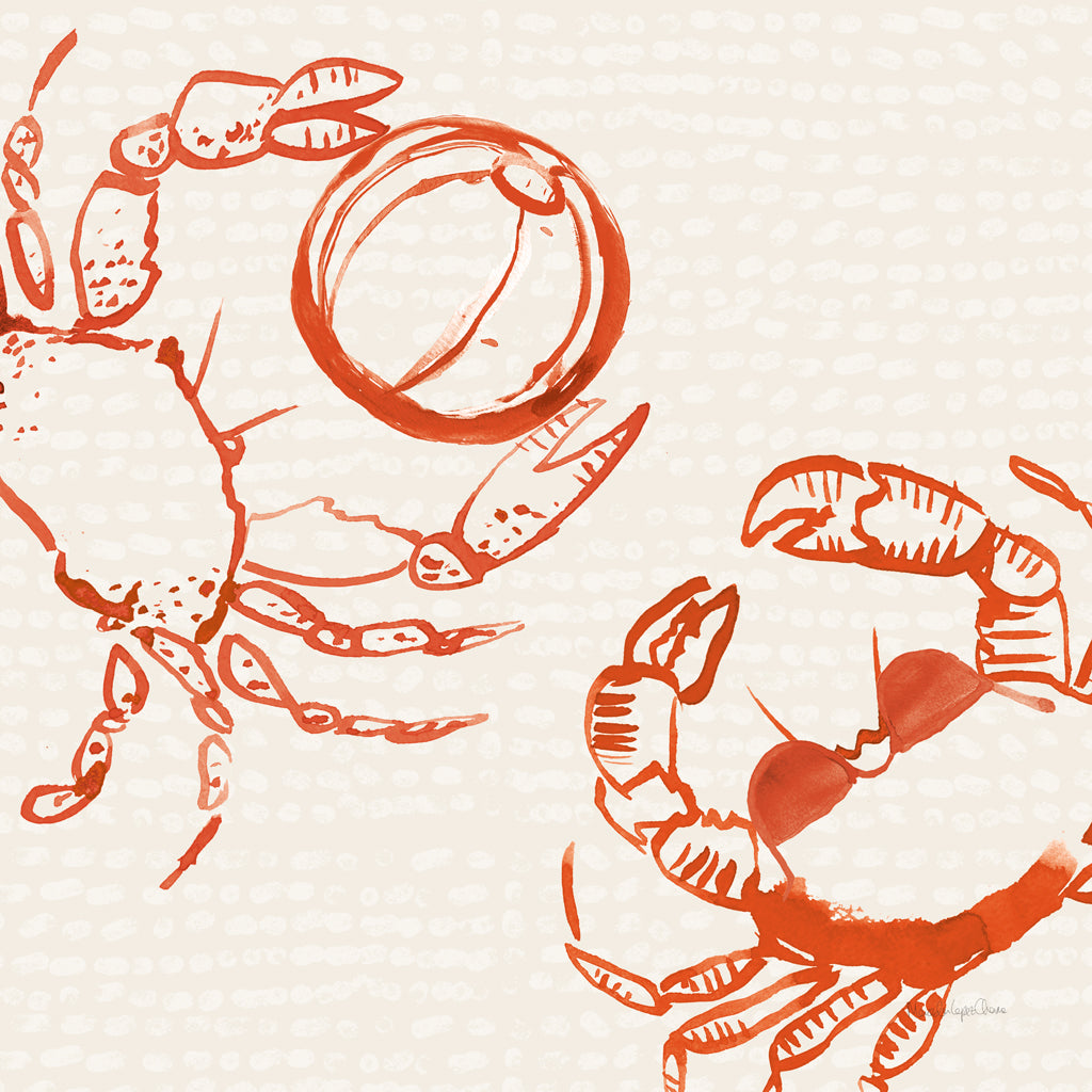 Reproduction of Coastal Crabs Beach Fun by Mercedes Lopez Charro - Wall Decor Art