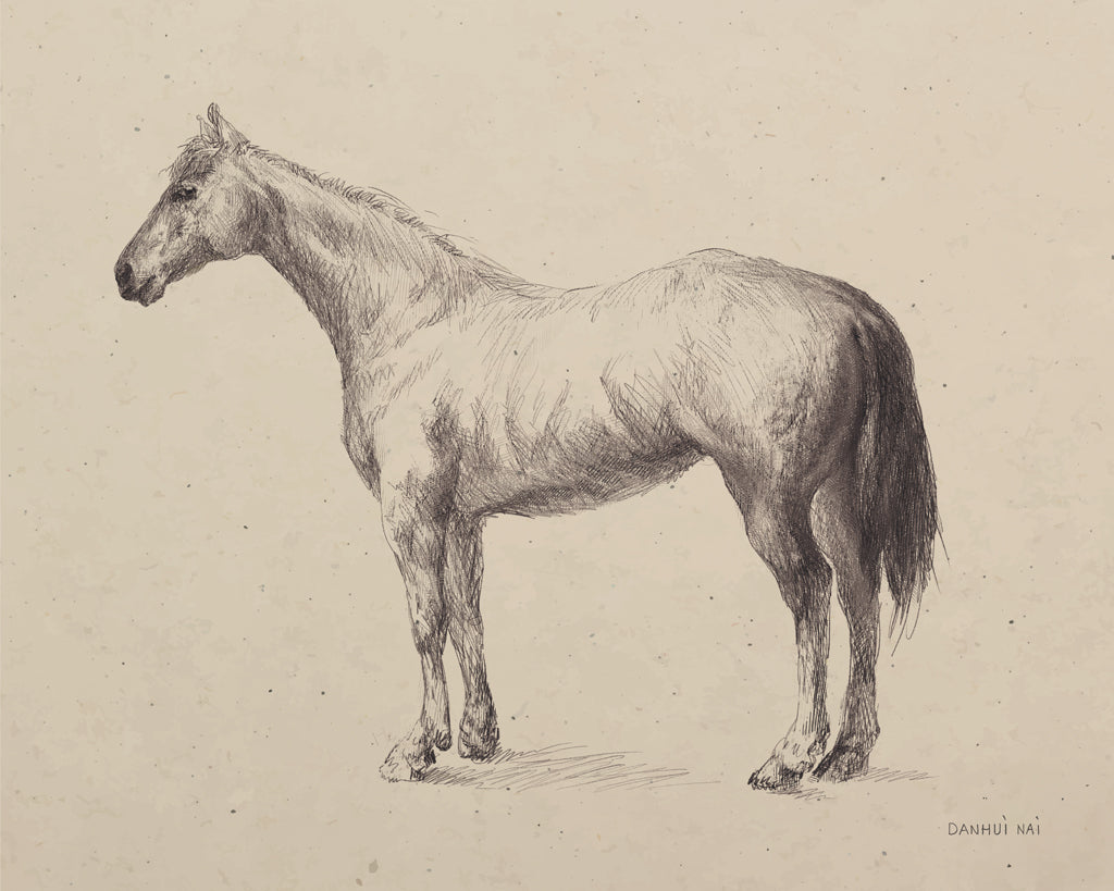 Reproduction of Standing Horse Sketch by Danhui Nai - Wall Decor Art