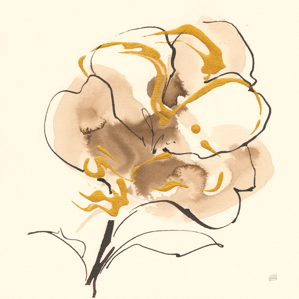 Reproduction of Gold Floral Essence I by Chris Paschke - Wall Decor Art