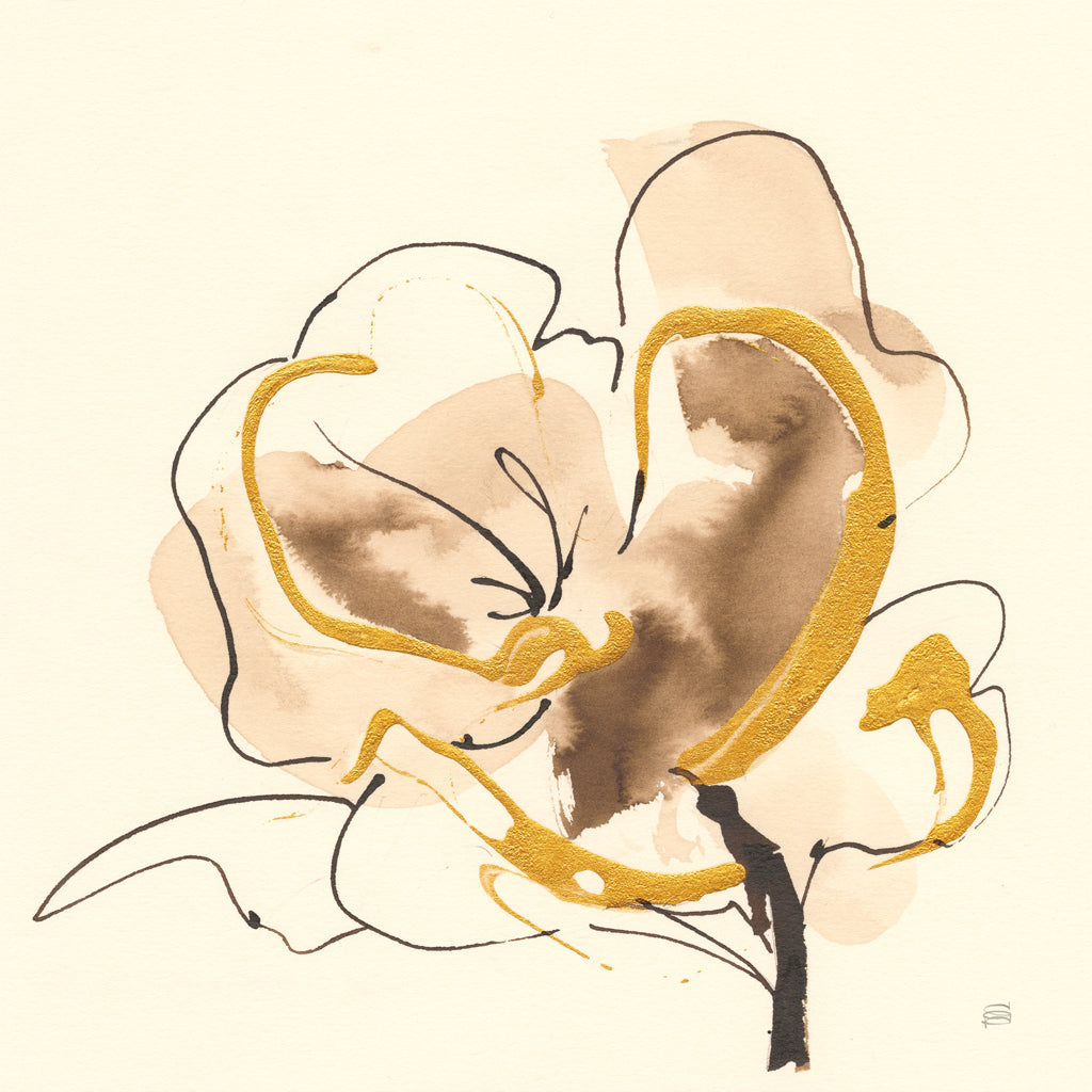 Reproduction of Gold Floral Essence II by Chris Paschke - Wall Decor Art