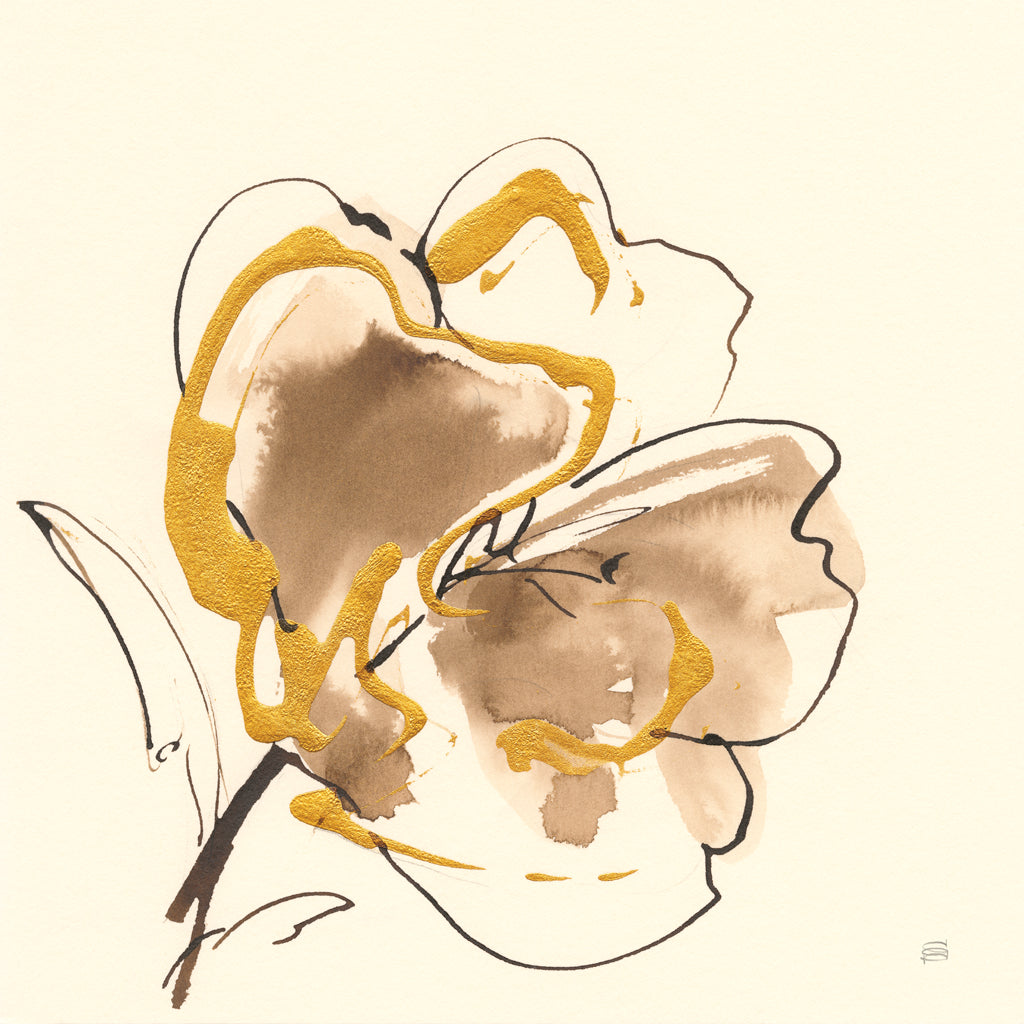 Reproduction of Gold Floral Essence III by Chris Paschke - Wall Decor Art