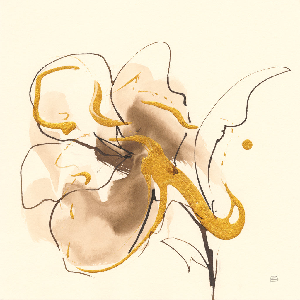 Reproduction of Gold Floral Essence IV by Chris Paschke - Wall Decor Art