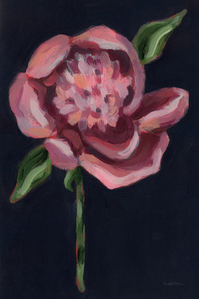 Reproduction of Peony in Black by Krystal Adams - Wall Decor Art