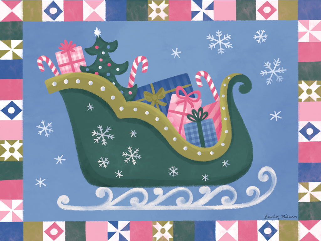 Reproduction of Snowberry Sleigh by Lindley Wiesner - Wall Decor Art