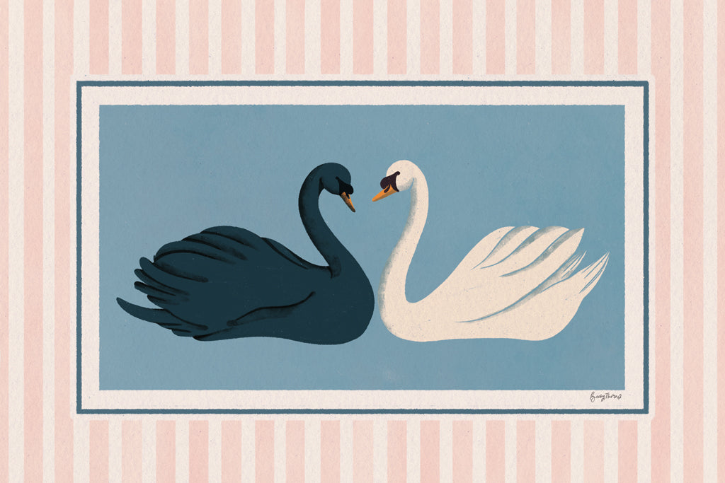 Reproduction of Sweet Swan Couple I by Becky Thorns - Wall Decor Art