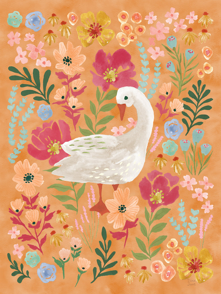 Reproduction of Feathered and Floral II by Dina June - Wall Decor Art