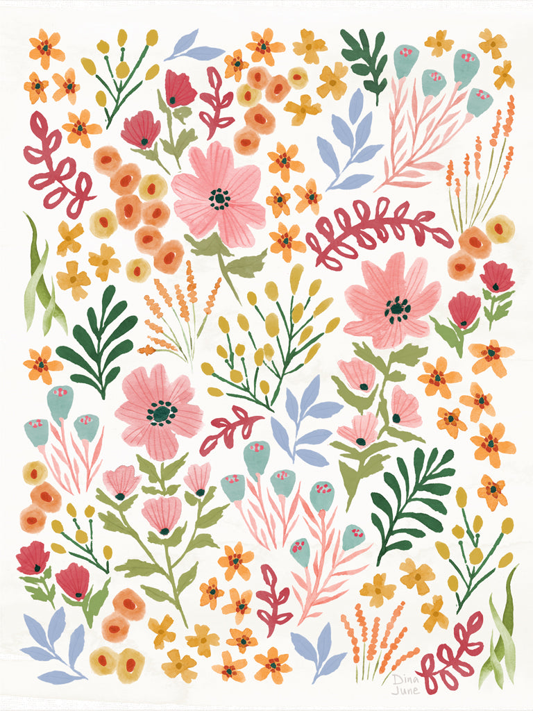 Reproduction of Feathered and Floral VII by Dina June - Wall Decor Art