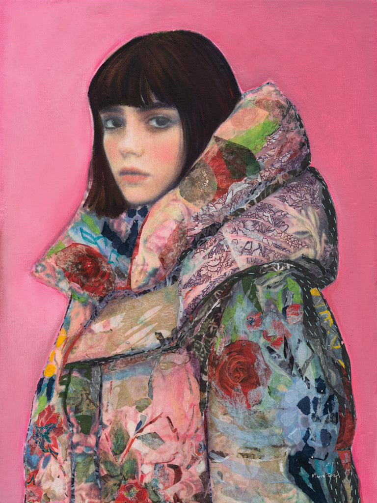 Reproduction of Woman in Floral Collage Coat by Maria Titan - Wall Decor Art