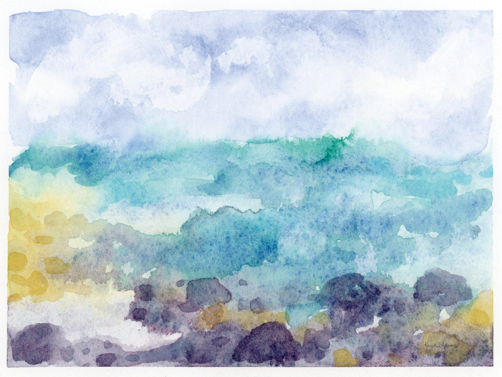 Reproduction of Waves Upon the Rocks I by Krystal Adams - Wall Decor Art