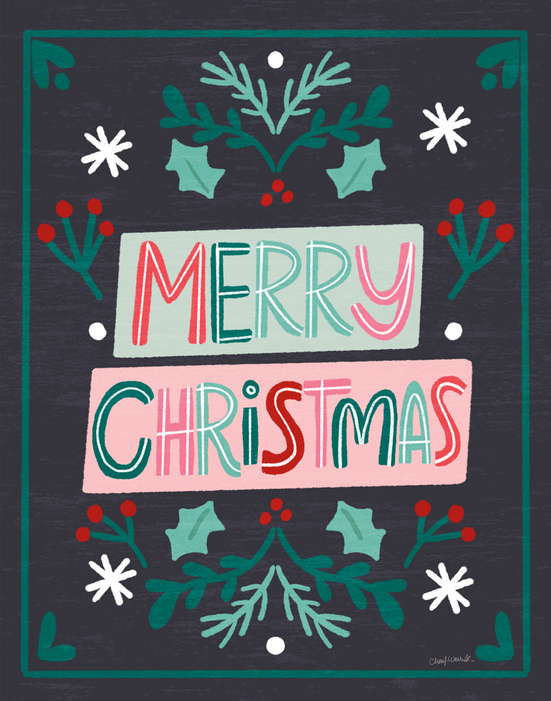Reproduction of Happy Holly Days Merry Christmas by Cheryl Warrick - Wall Decor Art