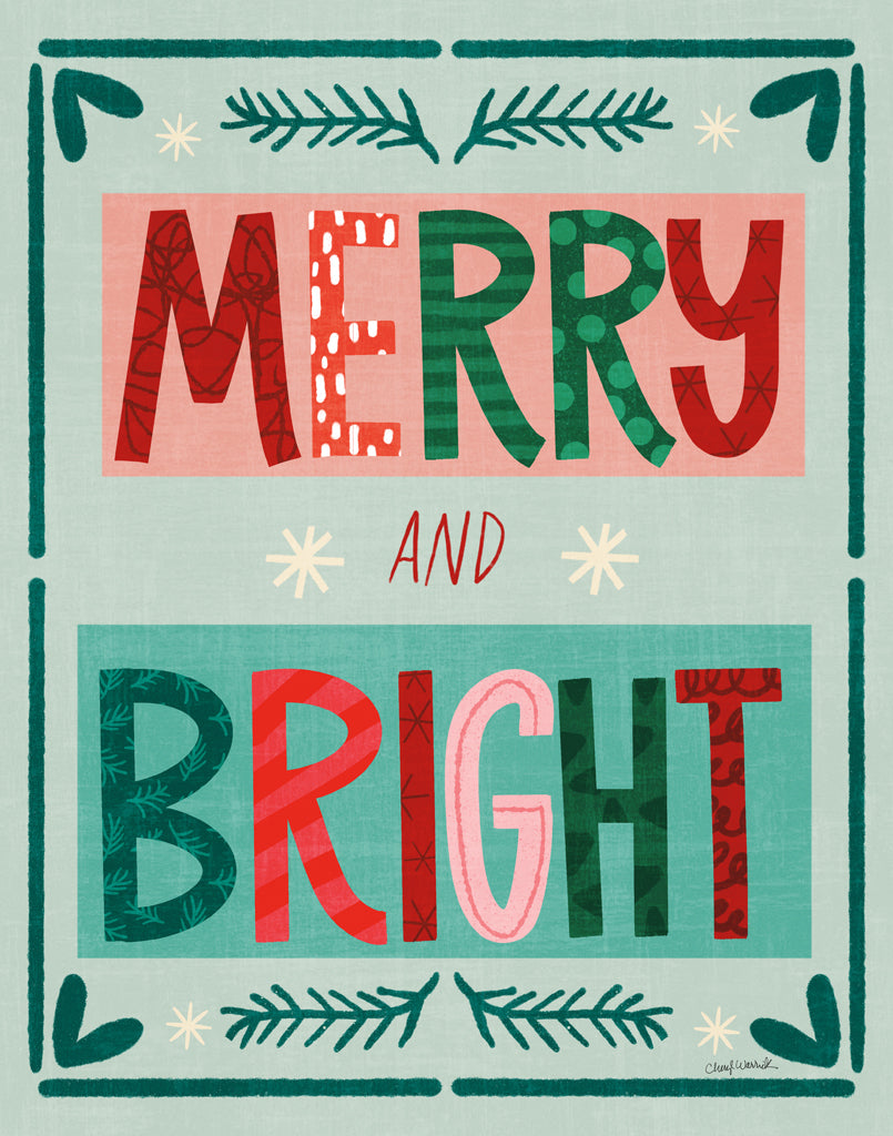 Reproduction of Happy Holly Days Merry and Bright by Cheryl Warrick - Wall Decor Art