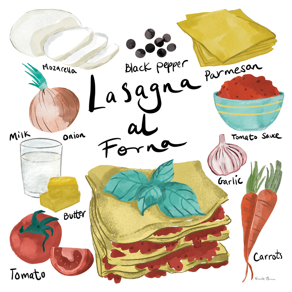 Reproduction of Pasta Italiana XXIV by Farida Zaman - Wall Decor Art