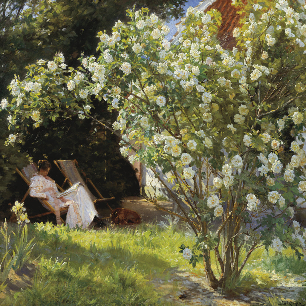 Reproduction of Reading Amongst Roses by Wild Apple Portfolio - Wall Decor Art