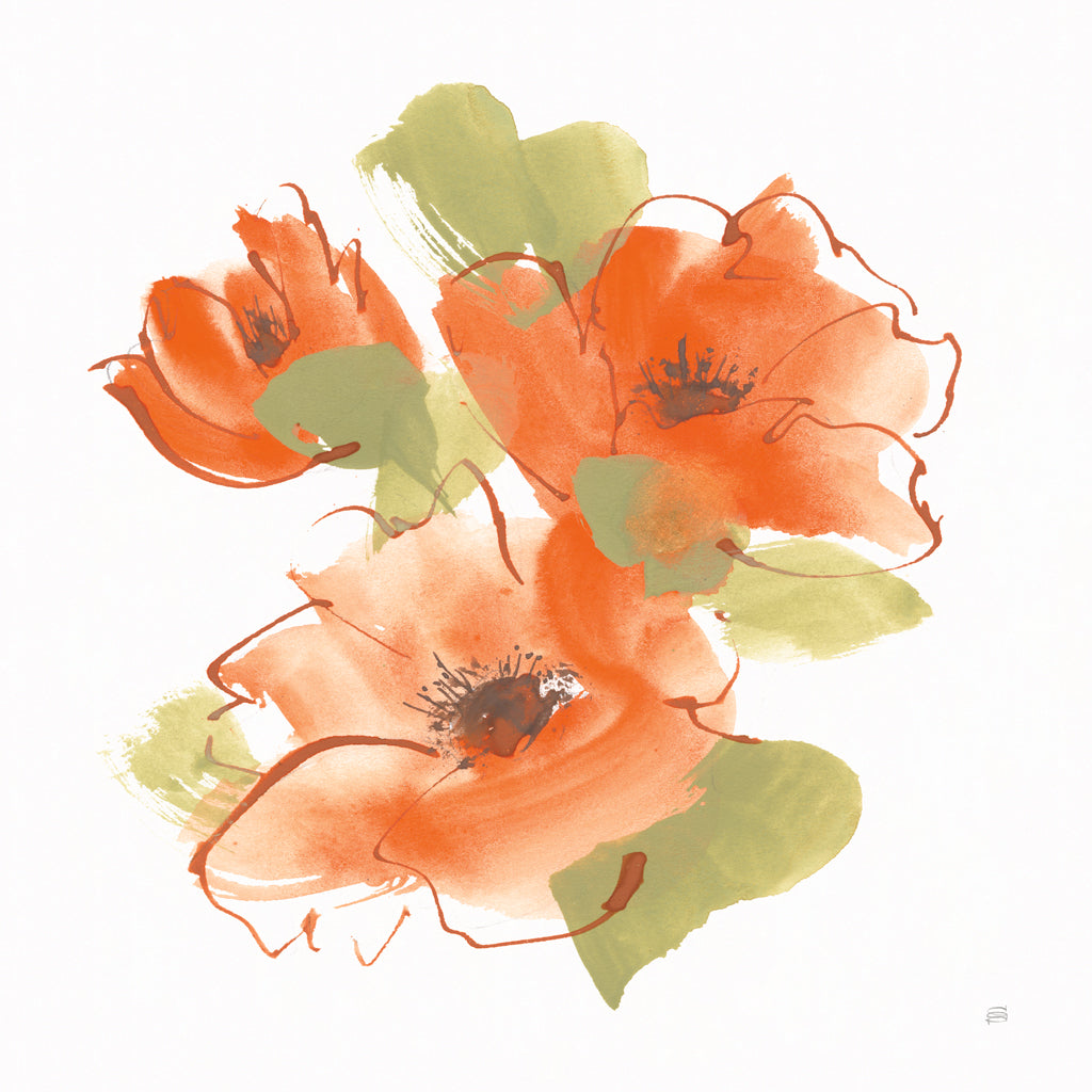 Reproduction of Oriental Poppies II by Chris Paschke - Wall Decor Art