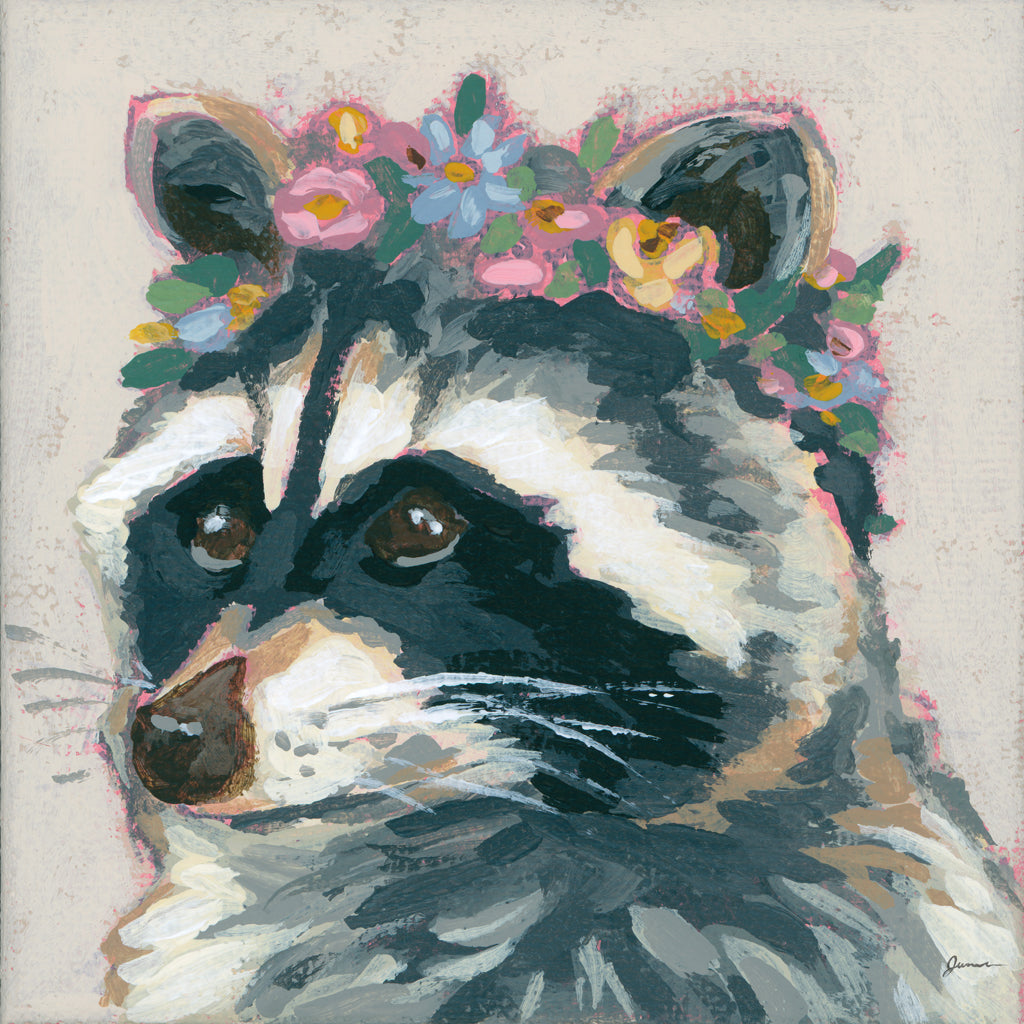 Reproduction of Raccoon Cameo II by June Erica Vess - Wall Decor Art