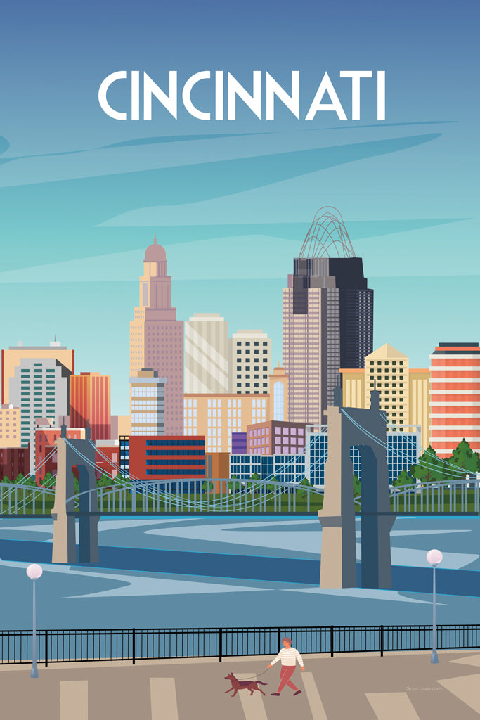 Reproduction of Cincinnati Ohio by Omar Escalante - Wall Decor Art