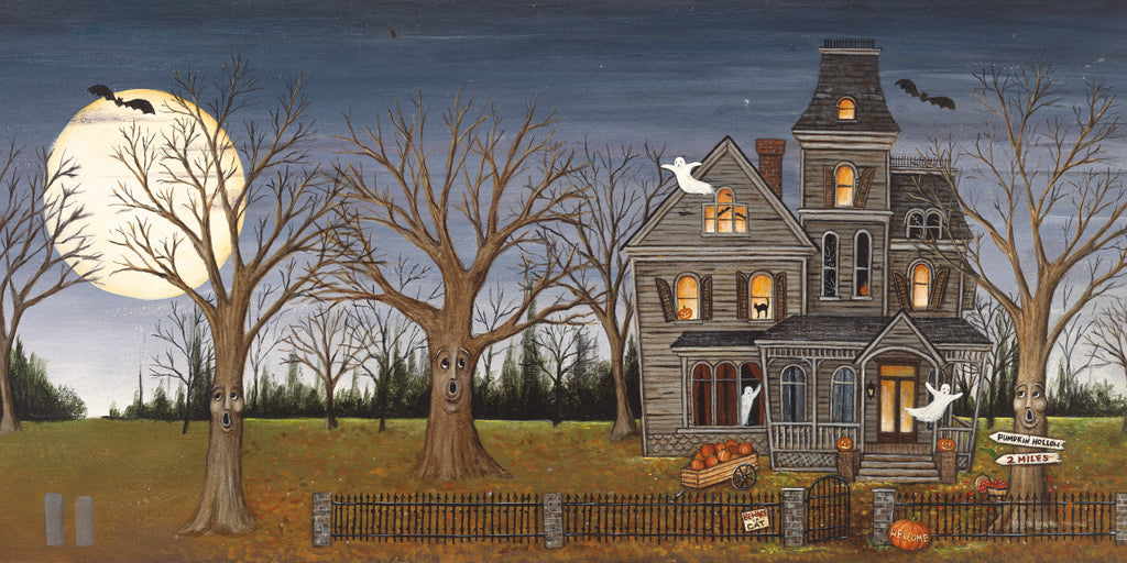 Reproduction of Haunted House with Full Moon by David Carter Brown - Wall Decor Art