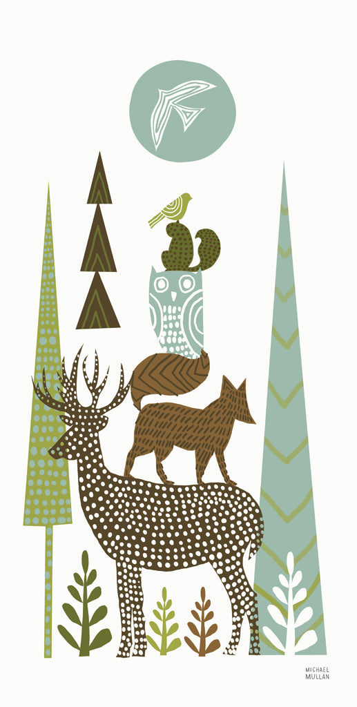 Reproduction of Forest Folklore Green Animals I by Michael Mullan - Wall Decor Art