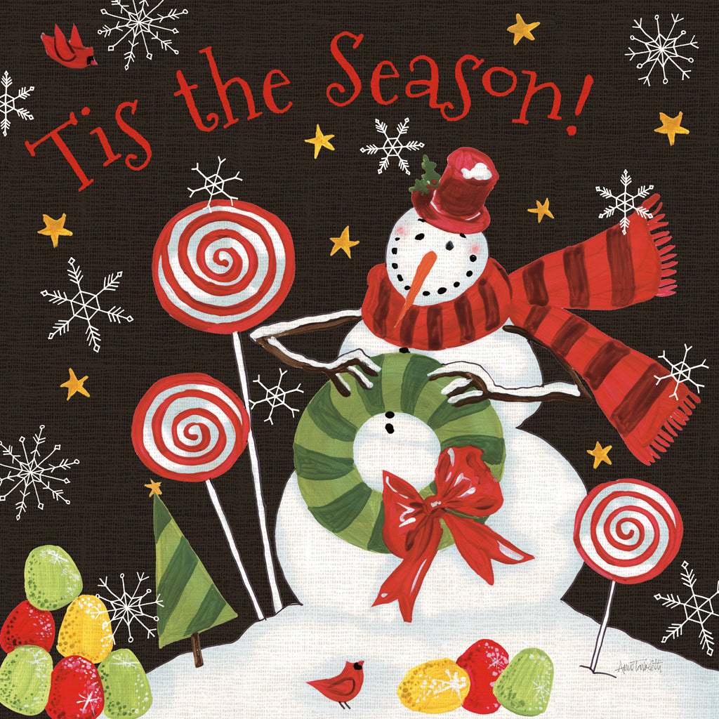 Reproduction of Sweet Snowmen III Black by Anne Tavoletti - Wall Decor Art