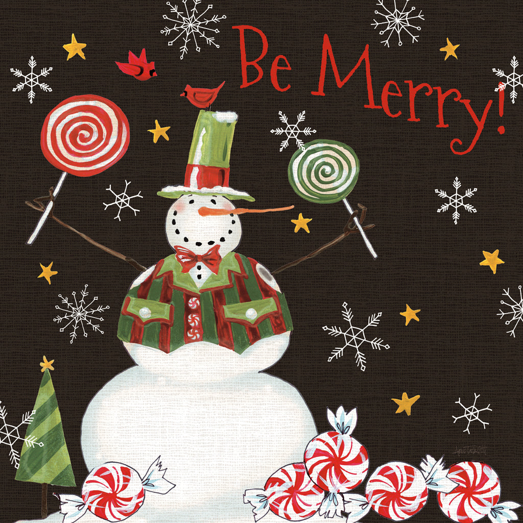 Reproduction of Sweet Snowmen IV Black by Anne Tavoletti - Wall Decor Art