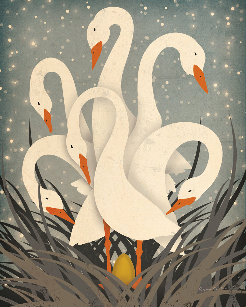 Reproduction of Six Geese A Laying by Ryan Fowler - Wall Decor Art