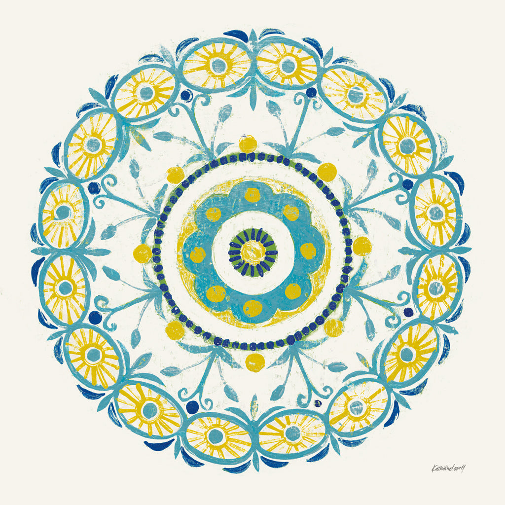 Reproduction of Lakai Circle I Blue and Yellow by Kathrine Lovell - Wall Decor Art