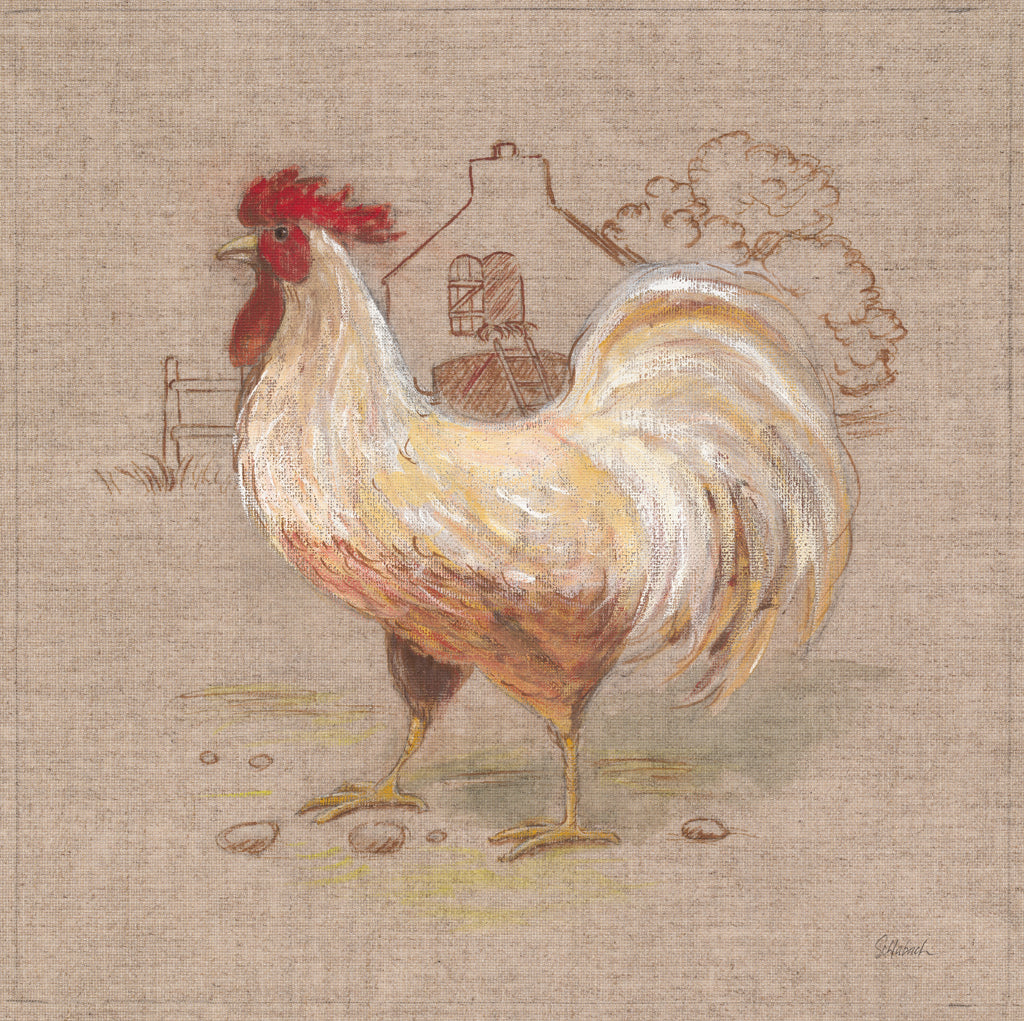 Reproduction of Toile Rooster II by Sue Schlabach - Wall Decor Art