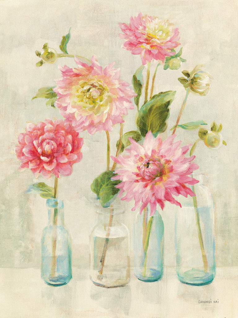 Reproduction of Pink Dahlias by Danhui Nai - Wall Decor Art