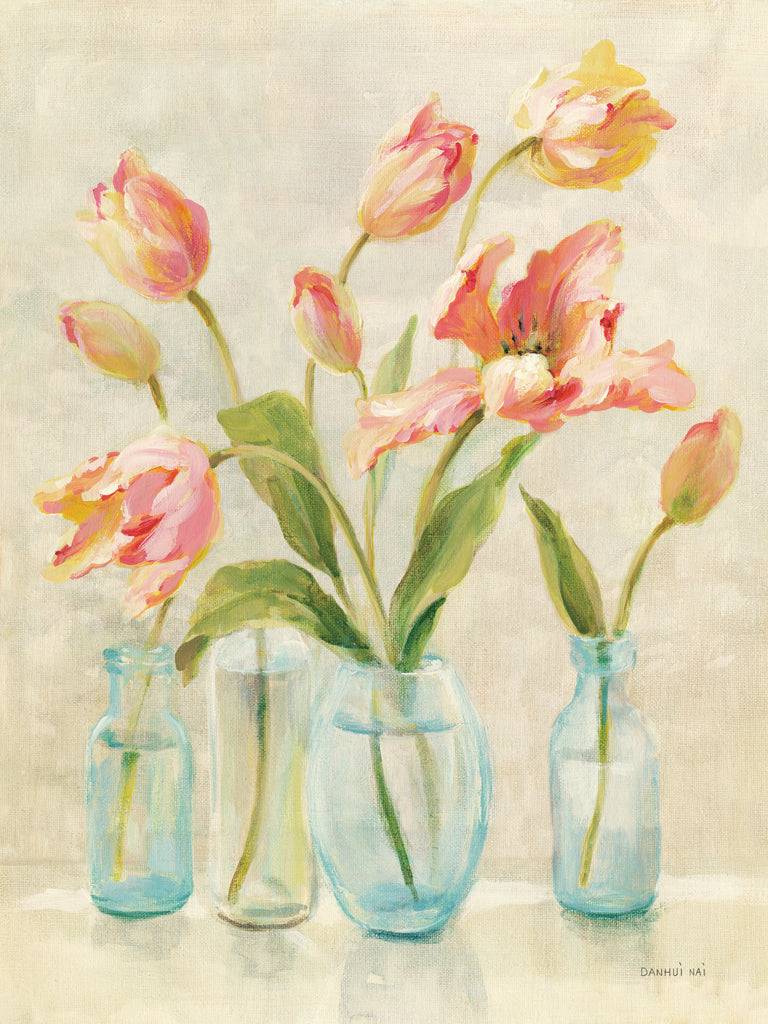 Reproduction of Pink Tulips by Danhui Nai - Wall Decor Art
