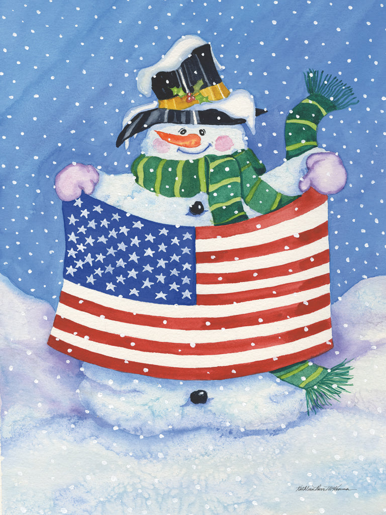 Reproduction of Patriotic Snowmen by Kathleen Parr McKenna - Wall Decor Art