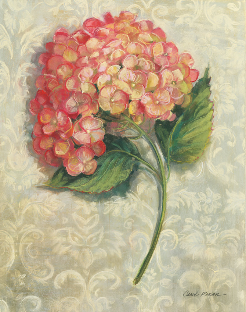 Reproduction of Hydrangea on Damask II by Carol Rowan - Wall Decor Art