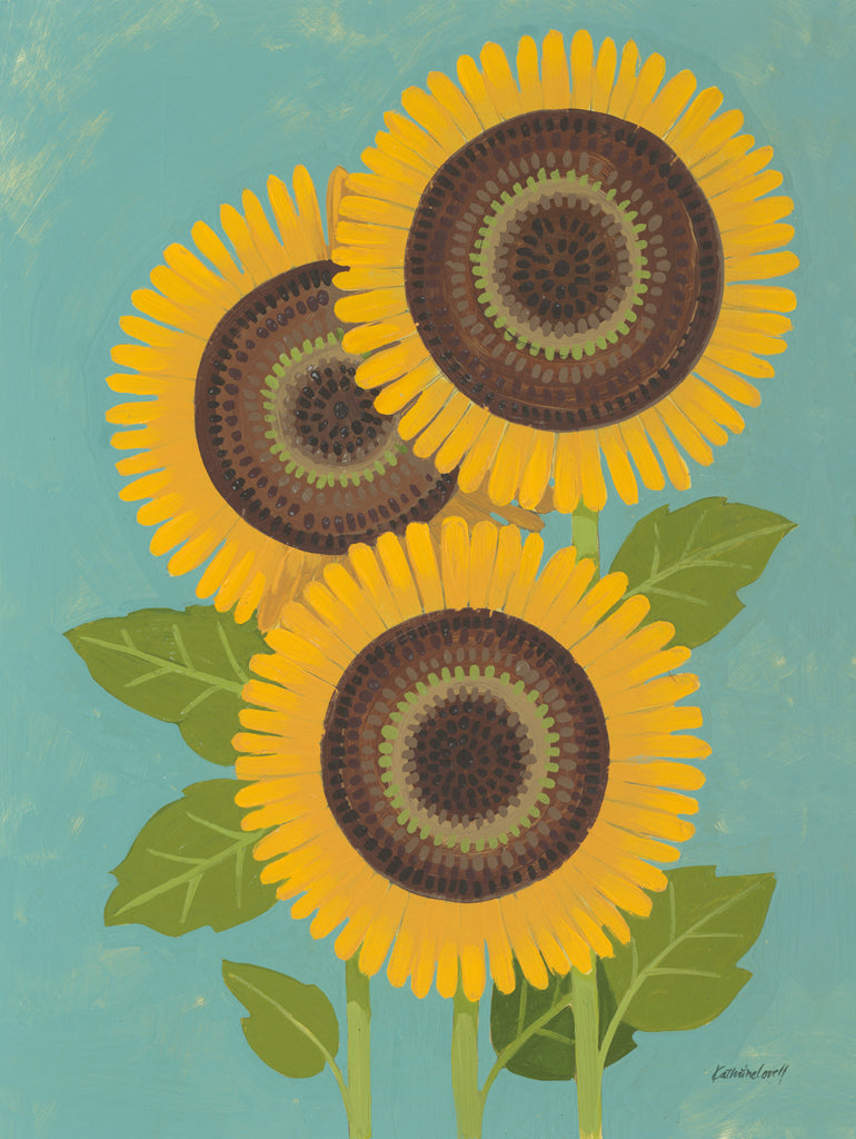 Reproduction of Sunflowers Three by Kathrine Lovell - Wall Decor Art