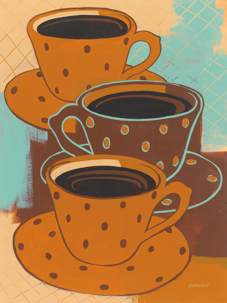 Reproduction of Three Brown Cups by Kathrine Lovell - Wall Decor Art