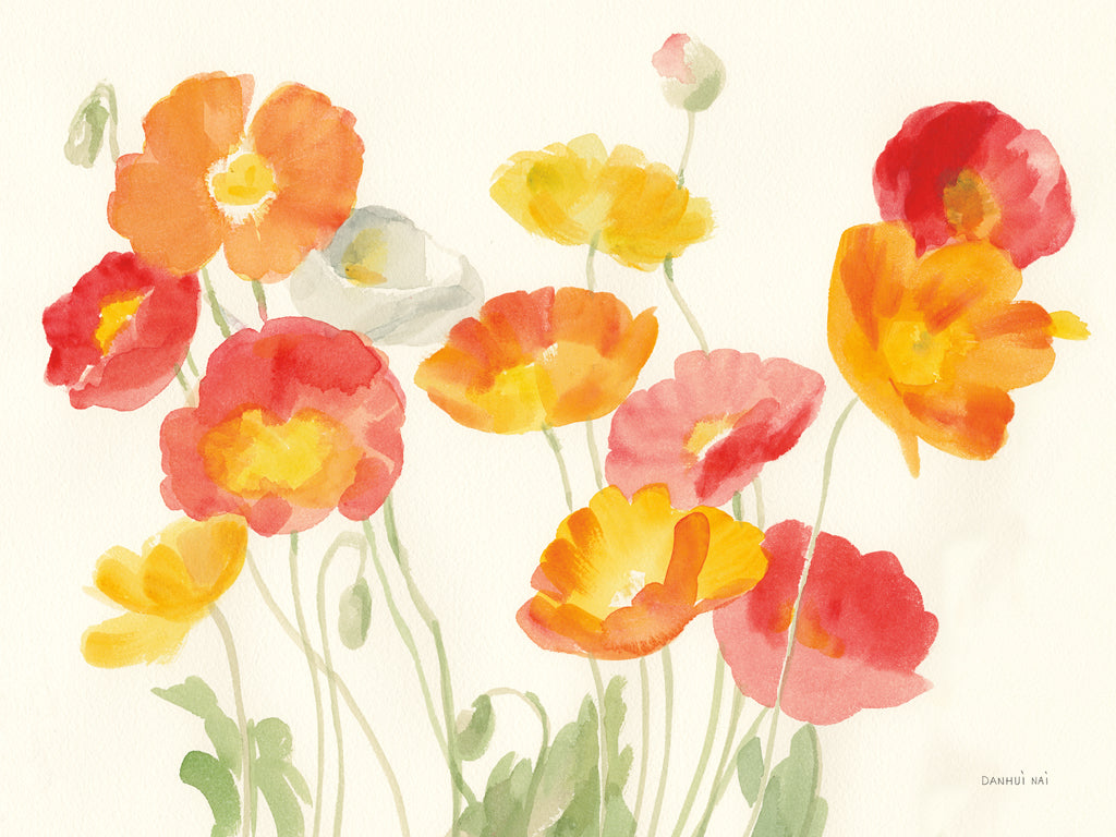 Reproduction of Bright Poppies II by Danhui Nai - Wall Decor Art