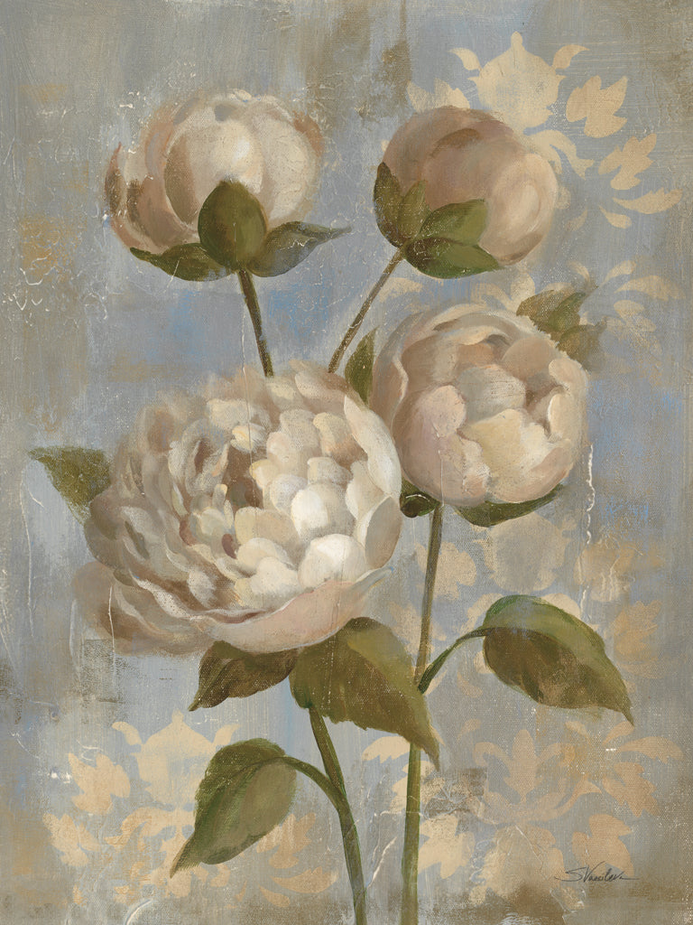 Reproduction of Peony on Blue by Silvia Vassileva - Wall Decor Art