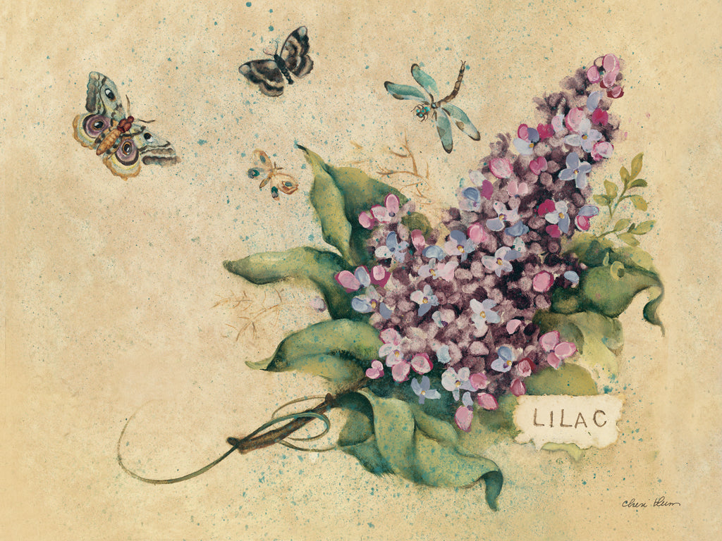 Reproduction of Lilacs and Butterflies by Cheri Blum - Wall Decor Art