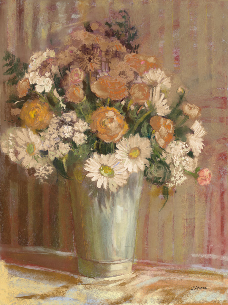 Reproduction of Vase of Flowers Cream by Carol Rowan - Wall Decor Art