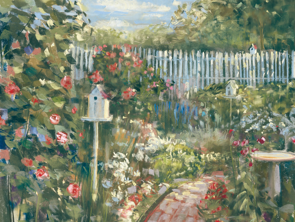 Reproduction of Birdhouse Garden by Carol Rowan - Wall Decor Art